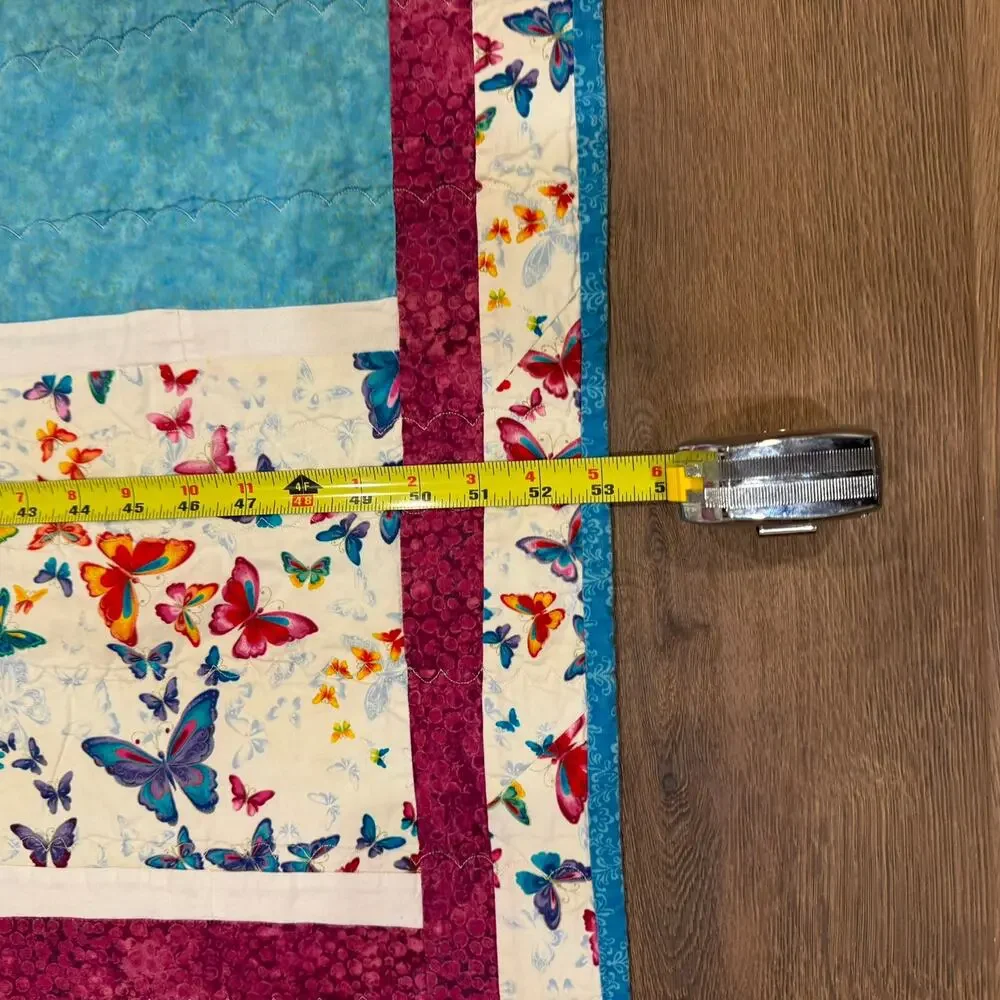 Handmade Butterfly Quilt Throw 52x52 Personalized Label Signed Christmas 2016